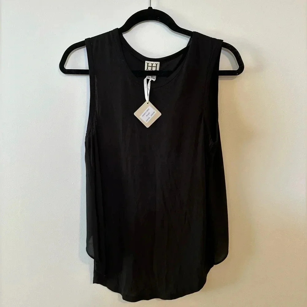 NWT $165 XS Haute Hippie Black Tank / Sleeveless / low in front, high in back